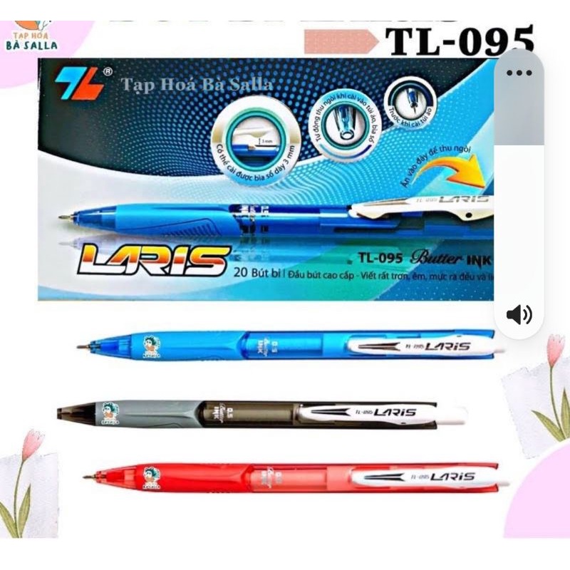 Hộp 20 cây bút bi tl - 095 màu xanh/đỏ/đen ngòi 0.5mm