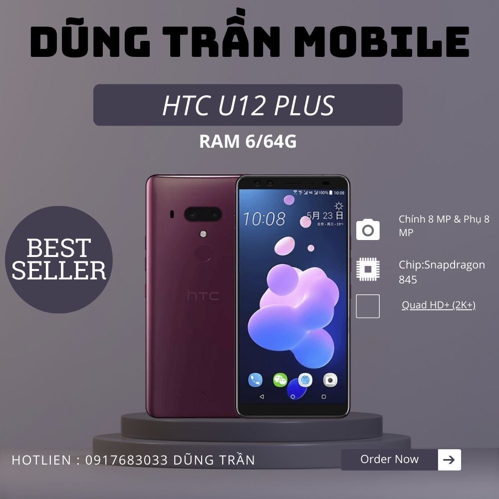 Điện thoại htc u12+ máy đẹp nguyên zin ram 6/64g 2 sim 2 sóng siêu bền siêu mượt