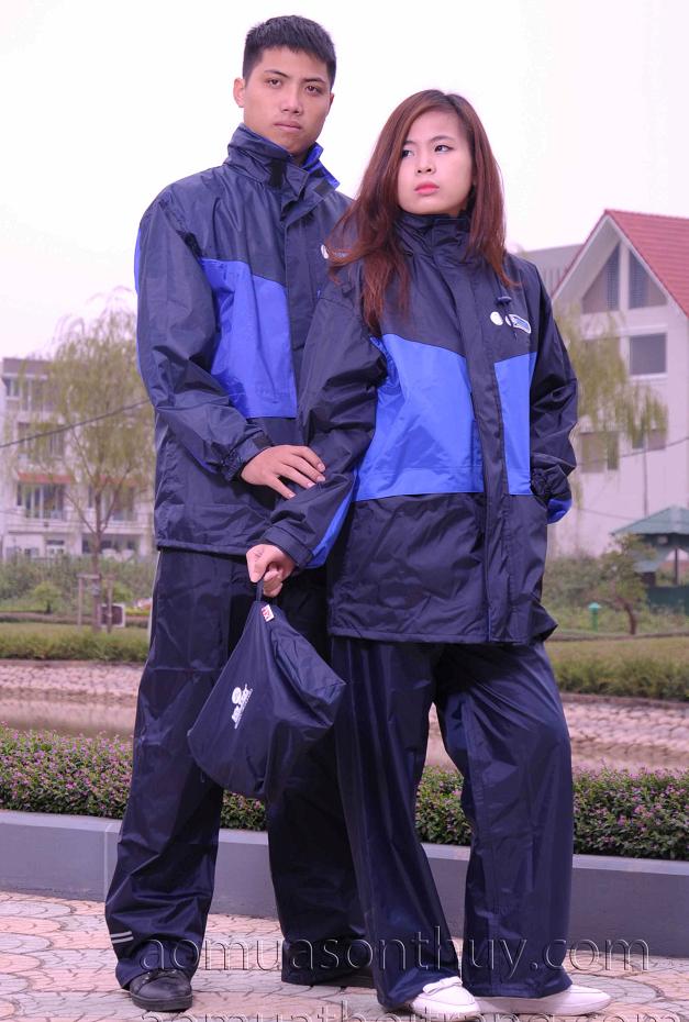BỘ ÁO MƯA SƠN THỦY 2 LỚP K4 - Áo mưa may bằng vải tráng nhựa PVC