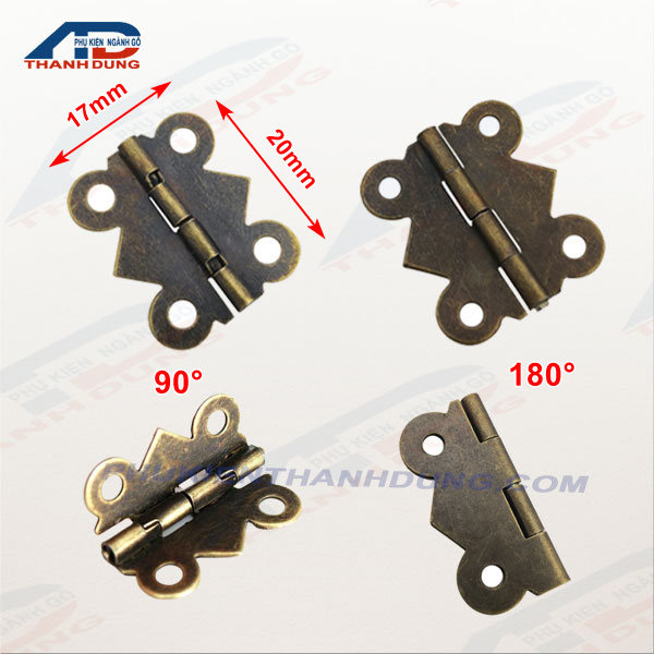 Bản lề cánh bướm hộp gỗ 17x20mm
