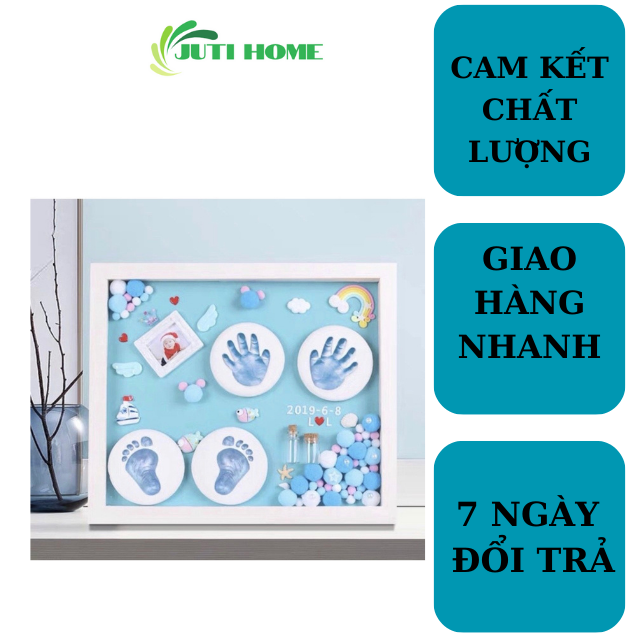 (IN ẢNH)Bộ Khung Ảnh In Dấu Vân Tay Chân Cho Bé Lưu Giữ Kỉ Niệm Đầu Đời