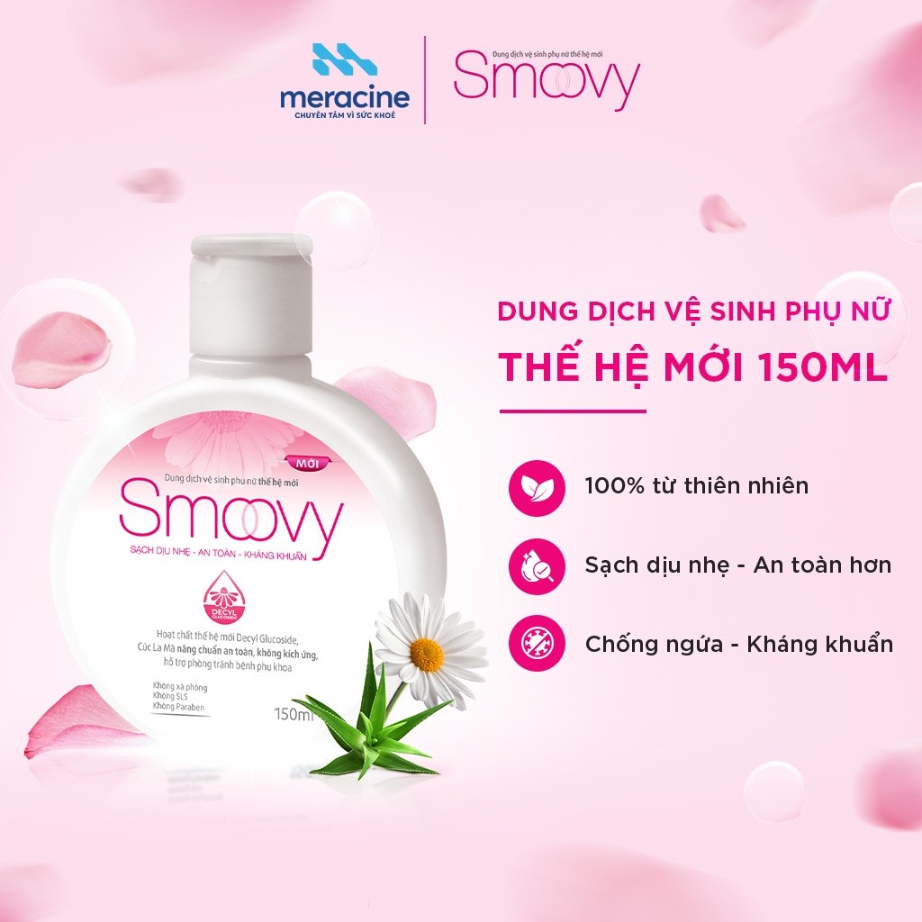 SMOOVY HỒNG Dung dịch vệ sinh phụ nữ Smoovy thế hệ mới sạch dịu nhẹ, an toàn dùng cho cả nam giới dung tích 150ml SMOVY