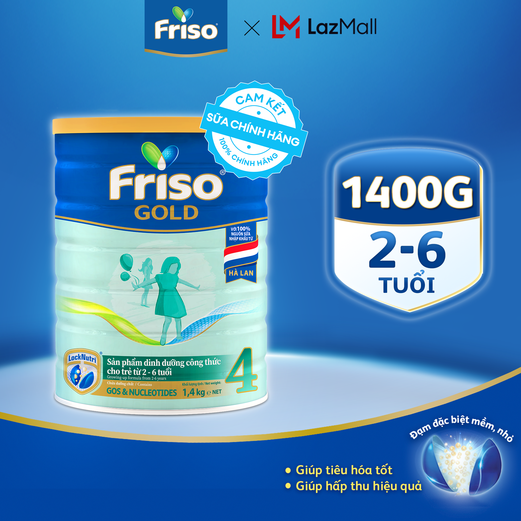 Sữa Bột Friso Gold 4 1400G cho bé 2-6 tuổi