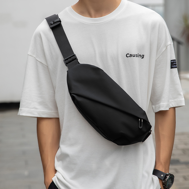 Túi đeo chéo nam nữ thời trang chống nước Kabek kabe43 vải đen trơn dày 2 lớp mềm mịn cao cấp, túi đeo bao tử đeo hông ngực bụng vai đa năng phong cách thể thao năng động hiện đại