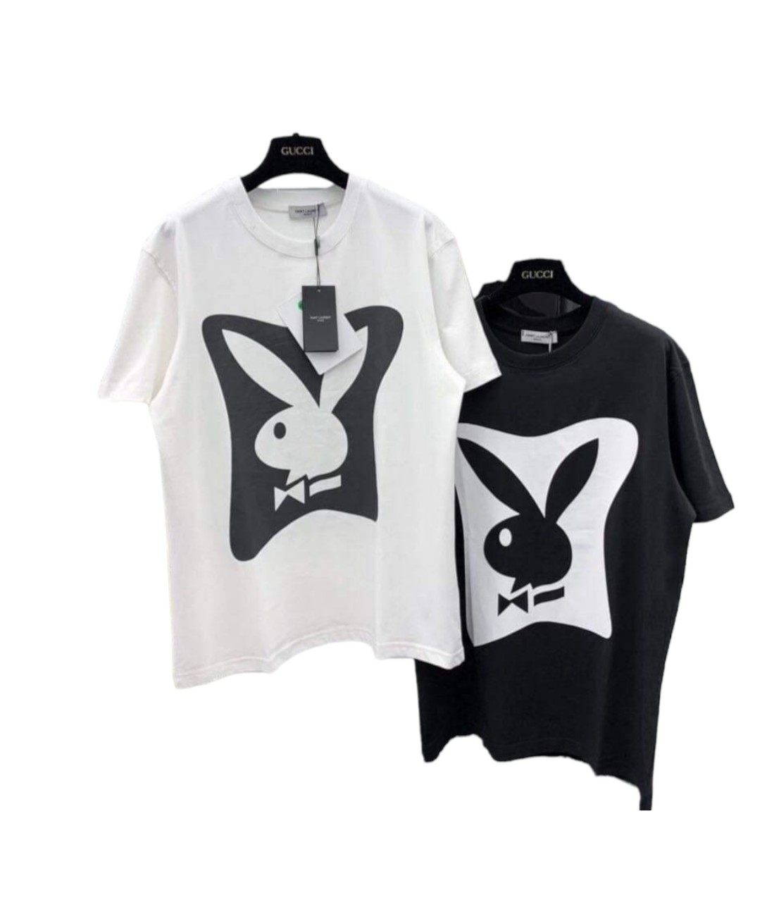 Áo phông hình thỏ nơ phụ kiện thật dáng rộng chất cotton
