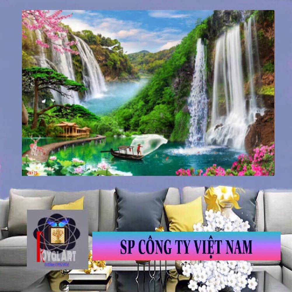TRANH THÁC NƯỚC PHONG THỦY[Lưu-Thủy-Sinh-Tài-Trang- Trí -Nhà ở- Cơ quan- Văn phòng-Nhà hàng- Quán hàng-Phong-Thủy-Tranh Phong- Thủy -Tranh - Treo-Tường-Tranh-Dán-Tường Lụa 3D- Royal Art Shop