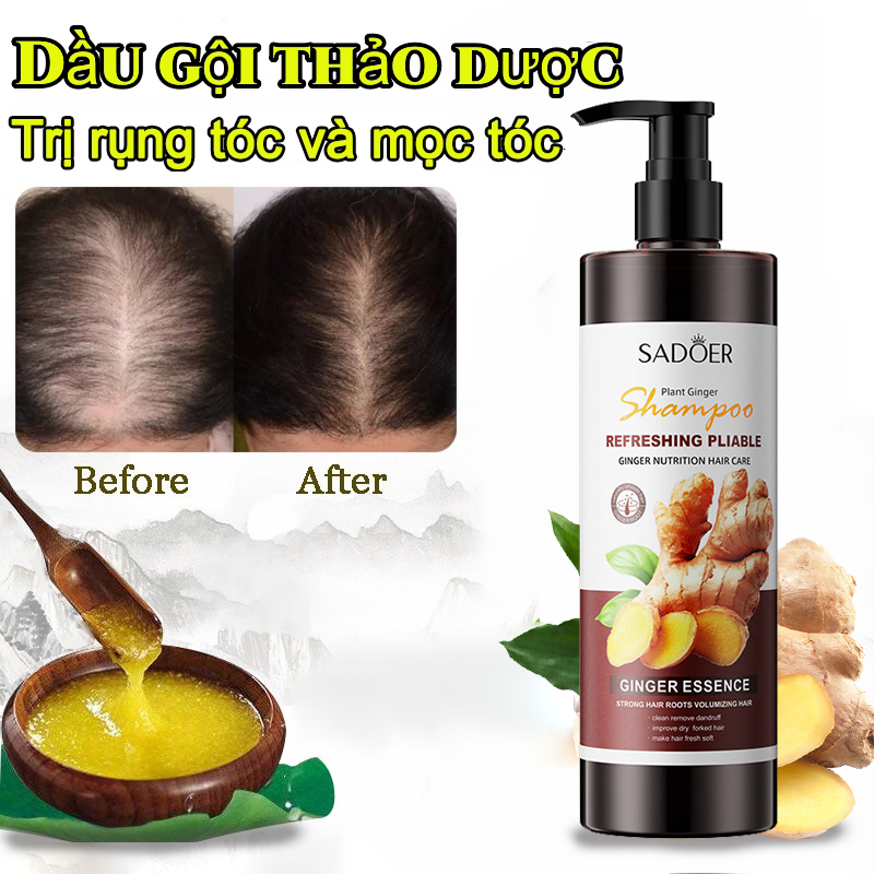 Kích thích mọc tóc và ngăn ngừa rụng"Dầu gội gừng phục hồi hư tổn cho mái tóc dày mềm mại suôn mượt Chất lỏng mọc tóc chống rụng tóc dầu gọi thảo dược tươi mát không nhờn 500ml