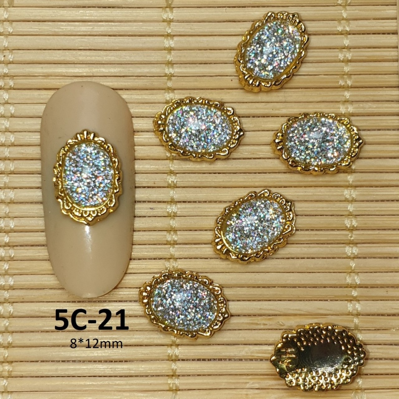 Charm đá xà cừ đính móng 5c byh061