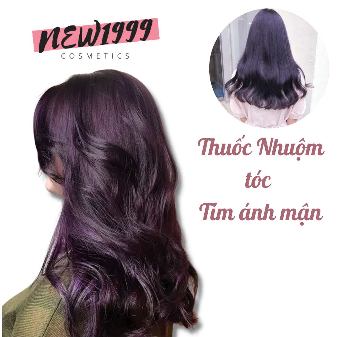 Thuốc nhuộm tóc màu TÍM ÁNH MẬN kèm oxy trợ nhuộm găng tay kem nhuộm tóc nam nữ tại nhà