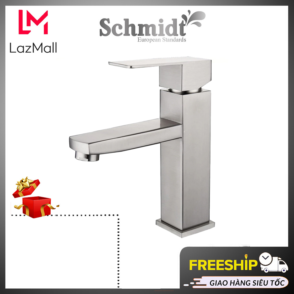 Vòi Lavabo Nóng Lạnh Vuông Schmidt NV-702 Inox304 Thiết Kế Sang Trọng Hiện Đại, Không Chứa Chì Đảm Bảo An Toàn Cho Nguồn Nước – Hàng Chính Hãng
