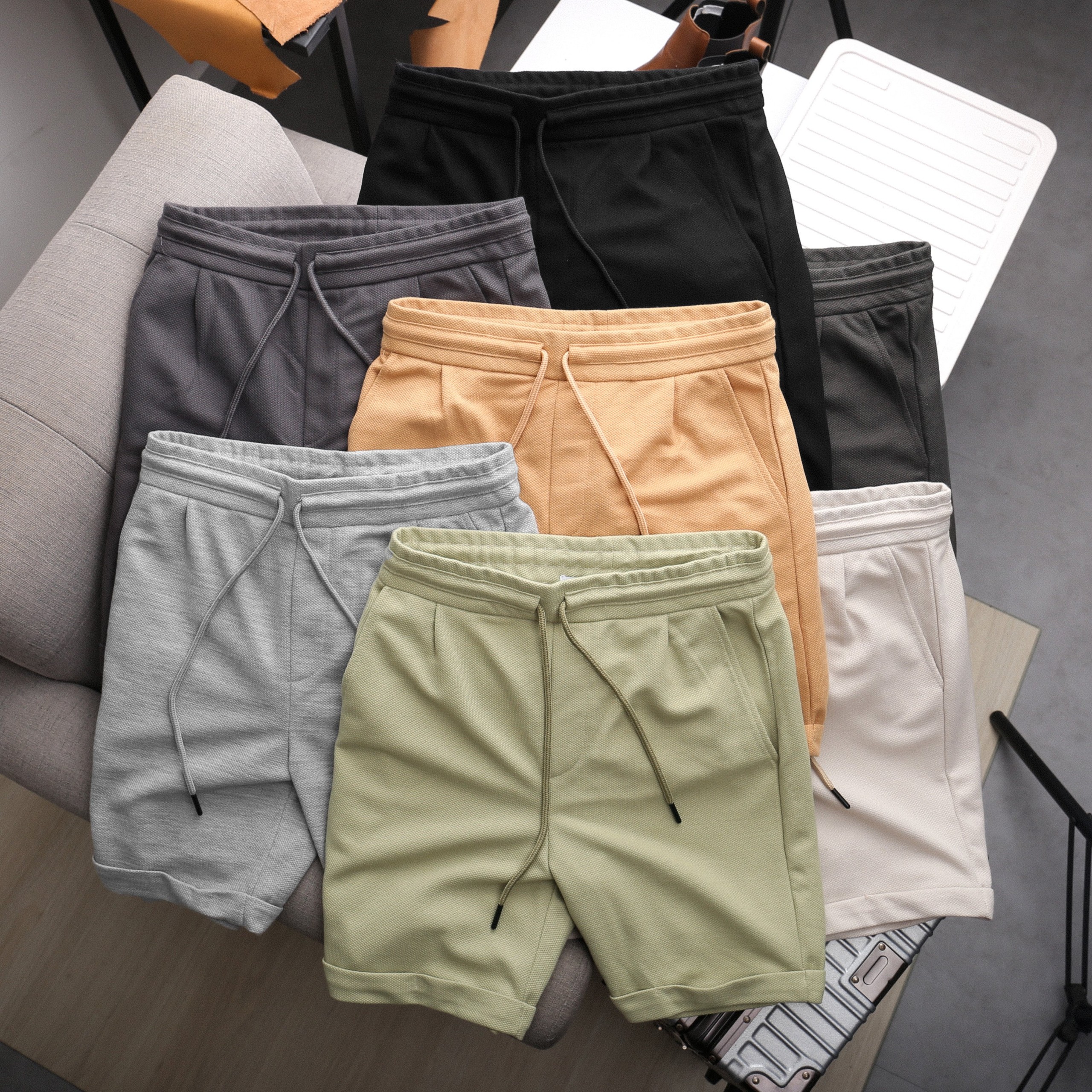 Quần short nam lưng thun djohn pique cotton , quần ngố nam big size 100kg - 3bros quần áo xuất khẩu