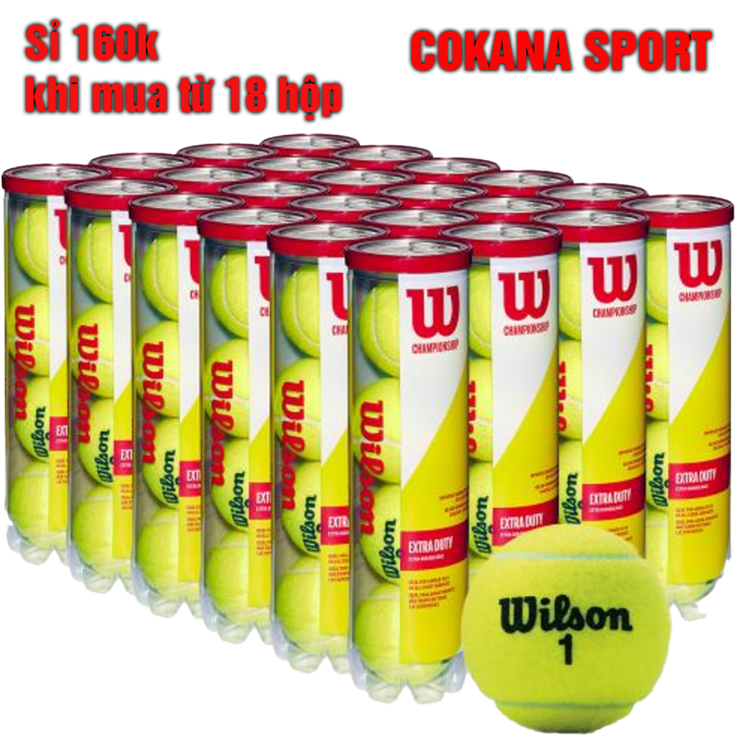 Bóng banh tennis Wilson WRT110000 Championship vàng đỏ 4 trái - giá tốt