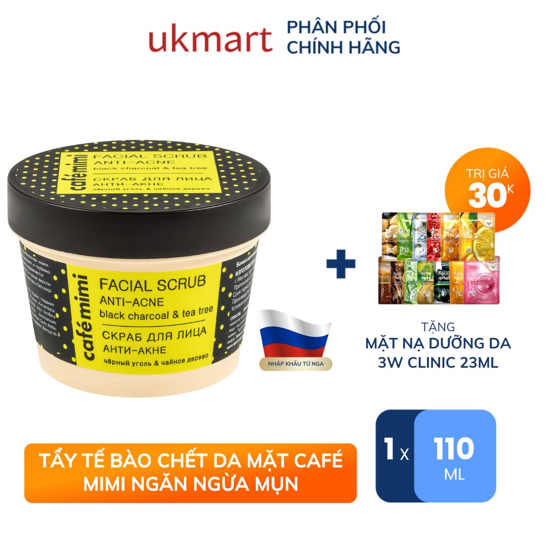 Tẩy tế bào chết da mặt café mimi ngăn ngừa mụn 110ml