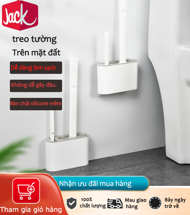 Jack Bàn chải nhà vệ sinh silicone không góc chết cho gia đình Không đục lỗ Treo tường đa chức năng Toilet Brush