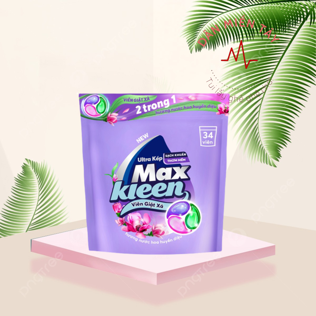 Viên giặt xả maxkleen 2 trong 1 hương nước hoa huyền diệu