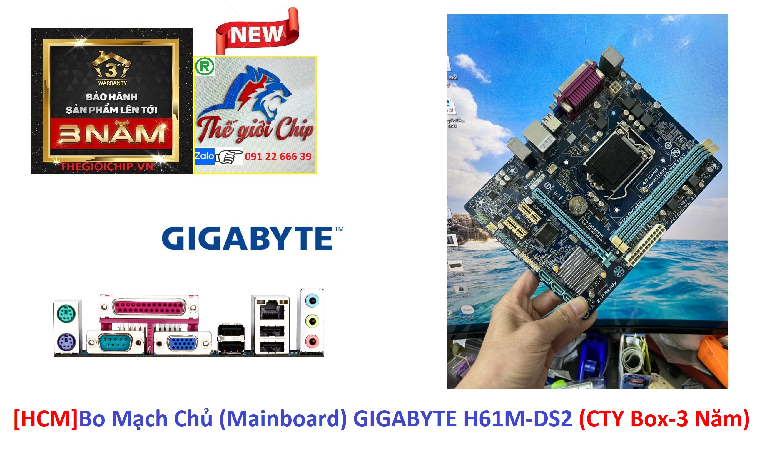 [HCM]Bo Mạch Chủ (Mainboard) GIGABYTE H61M-DS2 (CTY Box-3 Năm)