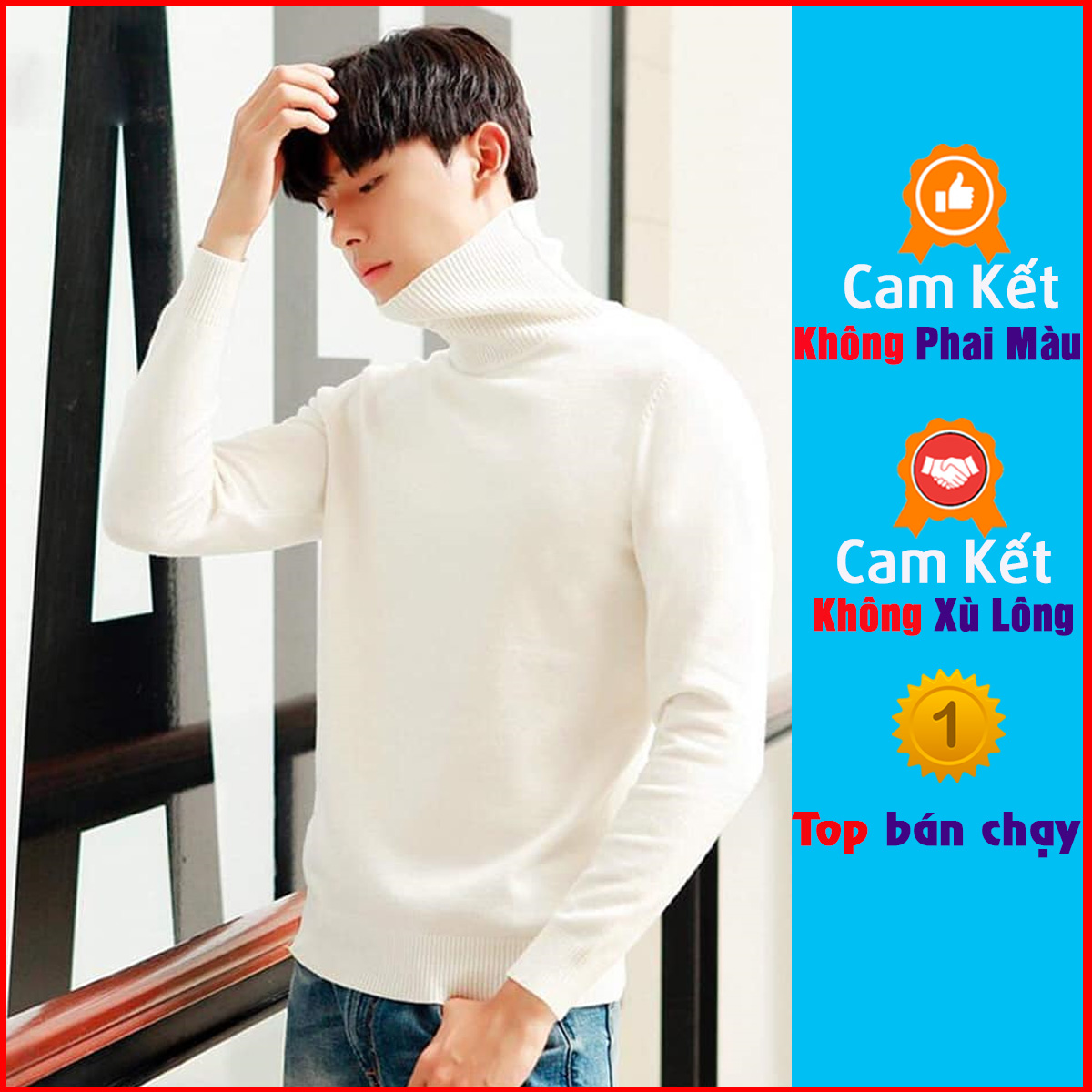 Áo len nam cổ lọ trơn / Áo len nam cao cổ hàng Việt Nam