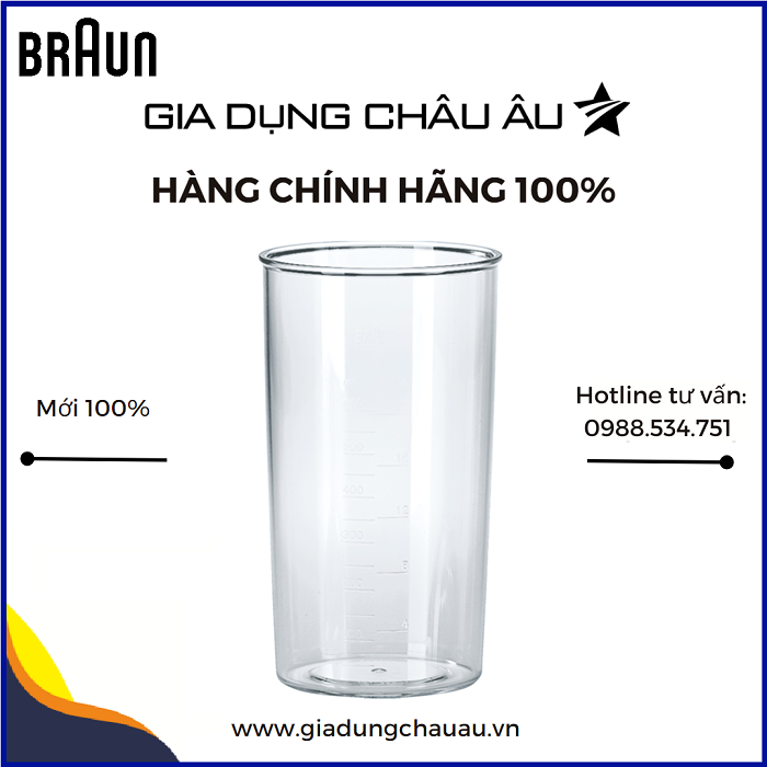 [CHÍNH HÃNG]Phụ kiện ly đong (cốc xay) máy xay cầm tay Braun 600 ml - Hàng chính hãng - cốc xay braun 600ml có vạch chia dung tích - cốc định mức braun - cốc đinh lượng braun - ly đong braun - ly định lượng braun - ly xay braun