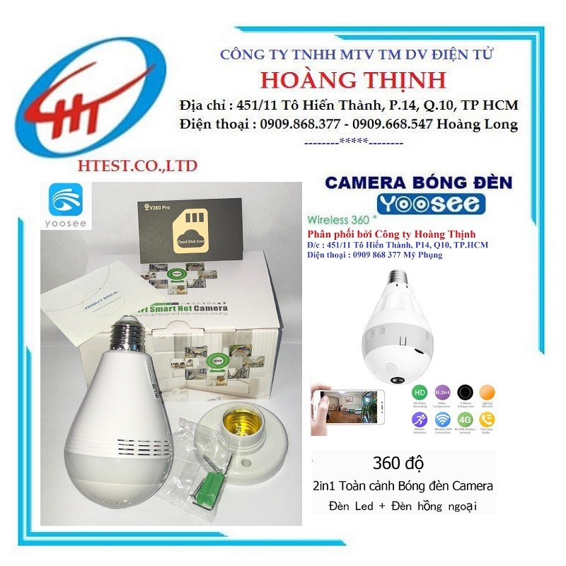 Camera Yoosee 2.0 V380- camera bóng đèn (có thể chọn kèm thẻ nhớ 32g-64g) - SP000340
