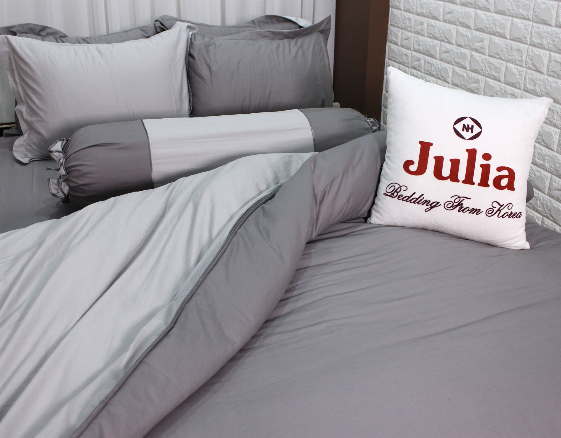 Bộ ga gối drap giường màu trơn cotton satin Ai Cập Julia 536