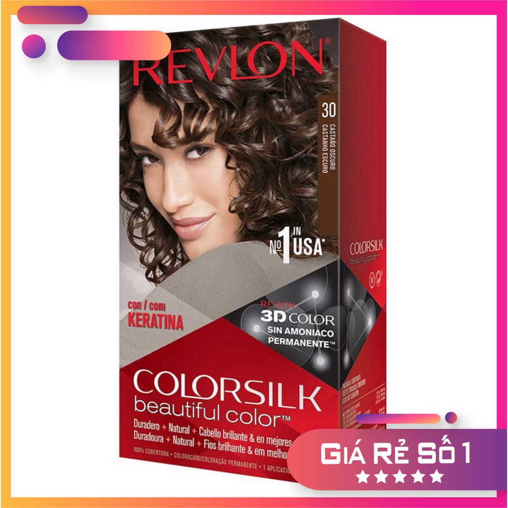 Chính hãng Thuốc nhuộm Revlon Color Silk Beautiful 3D Color số 30 nâu sẫm