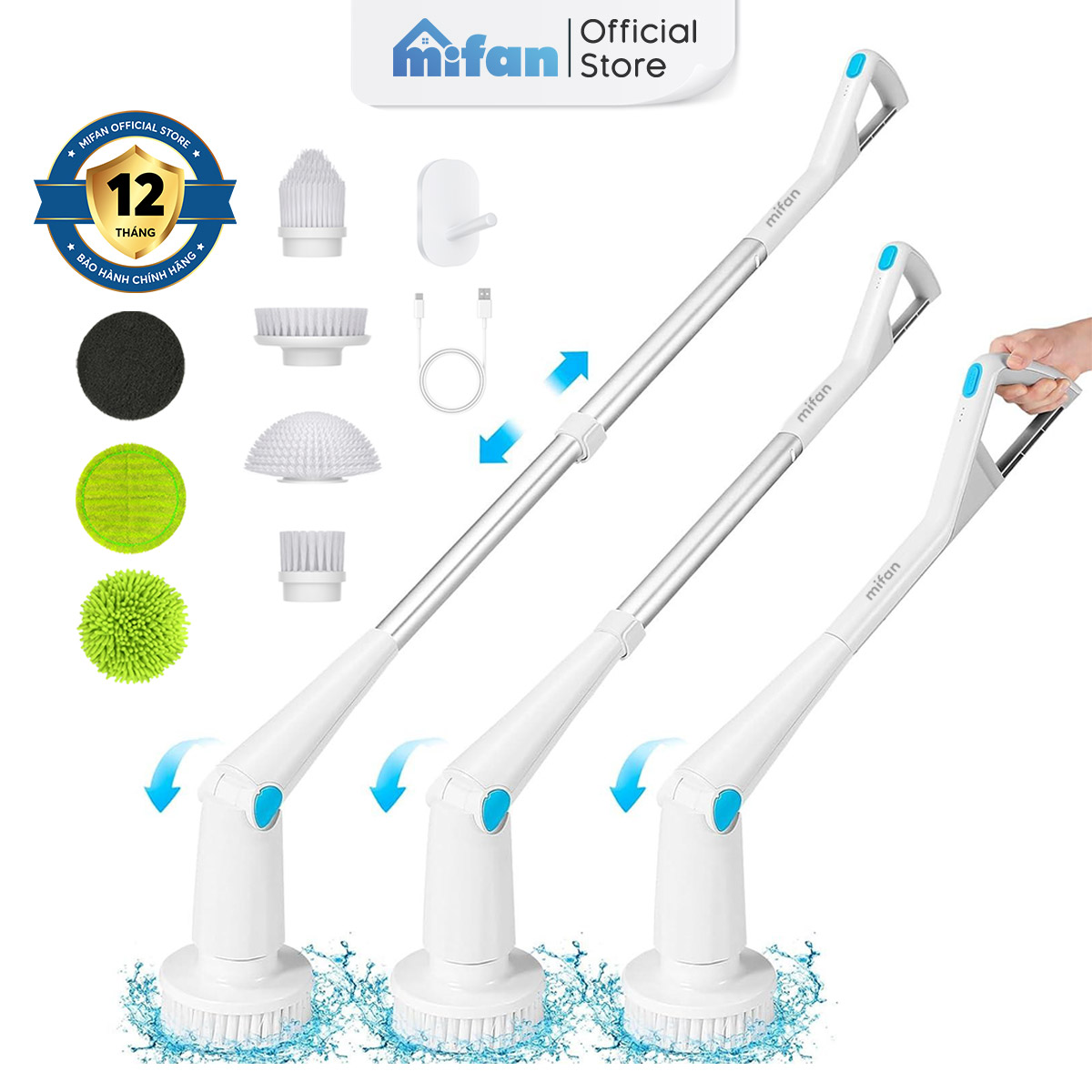  Chổi Cọ Điện Đa Năng Mifan C3 - Công suất 84W Chống nước IPX7 Pin sạc 2000mAh Kèm 7 đầu chổi - Bảo hành 12 tháng 