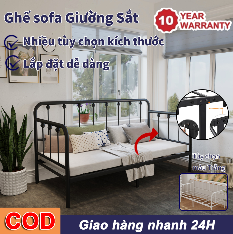 Ghế Sofa Giường Sắt Đa Năng - Phong Cách Âu Tối Giản 2m Cho Phòng Khách Nhỏ, Tiết Kiệm Diện Tích