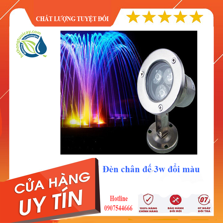 Đèn led âm nước có đế 3w đổi màu 12vac