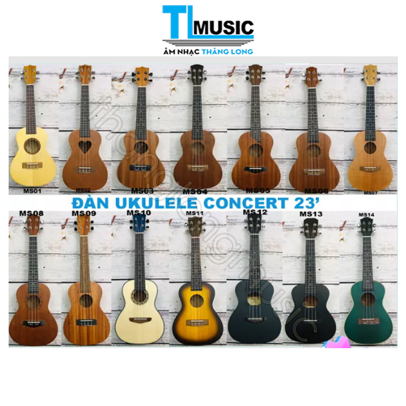 Đàn ukulele giá rẻ concert 23inch gỗ tự nhiên nhiều mẫu mã tặng kèm giáo trình và pick gảy