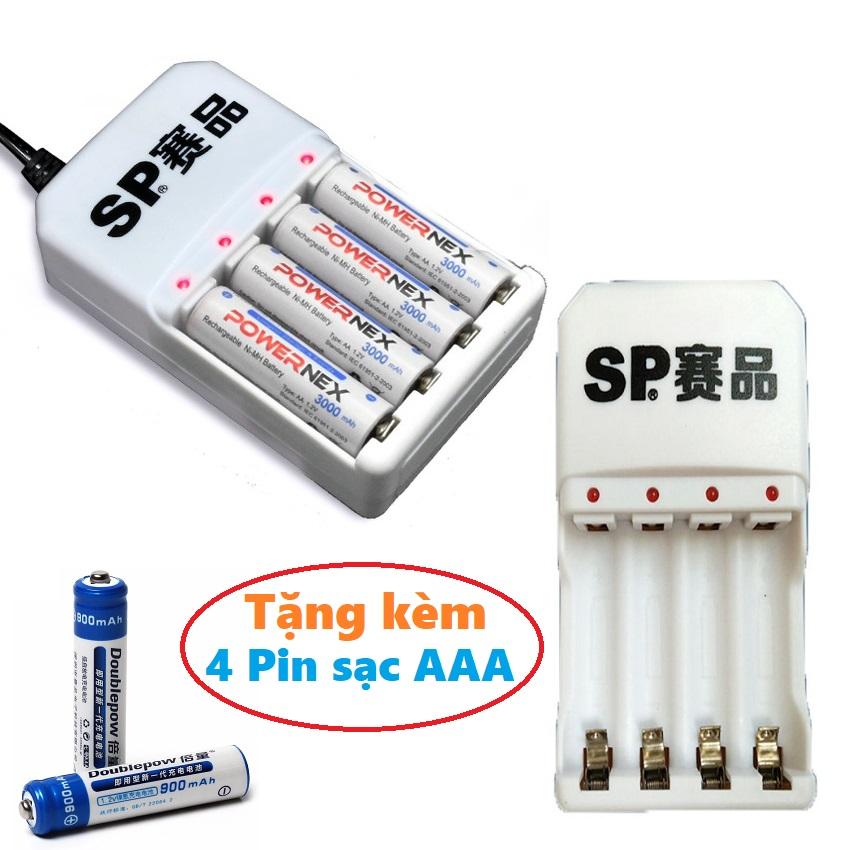 Combo bộ sạc pin aa/aaa sp-205 + 4 pin sạc aaa