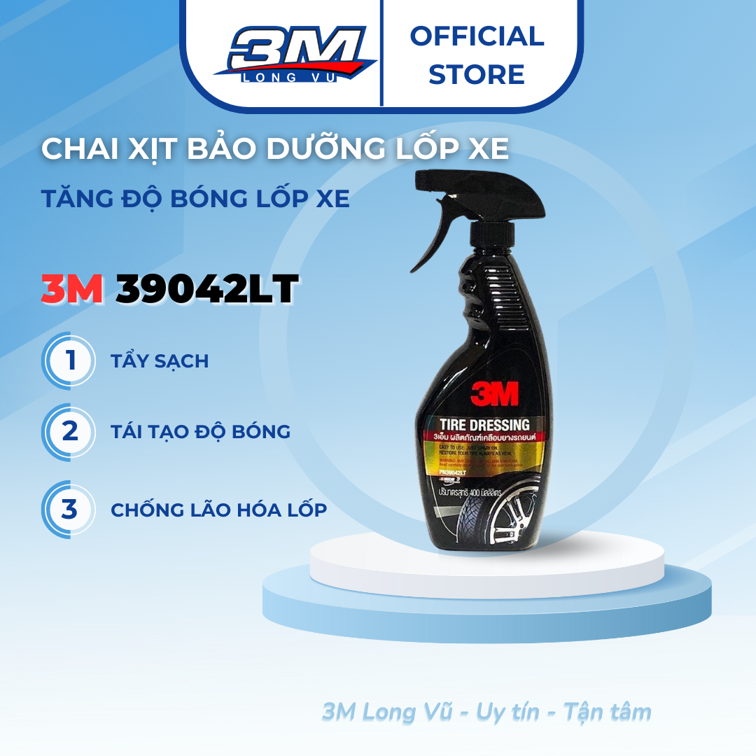 Chai Xịt Bảo Dưỡng Và Phủ Bóng Lốp Xe 3M 39042 LT Tire Dressing 400ml - 3M Long Vu