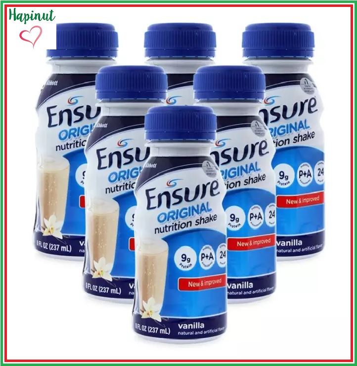 [HCM][XẢ KHO 3 NGÀY - Date 12 tháng] Sữa Bột Pha Sẵn Abbott Ensure Original Nutrition Shake Hương Vani Lốc (6 Chai x 237ml)