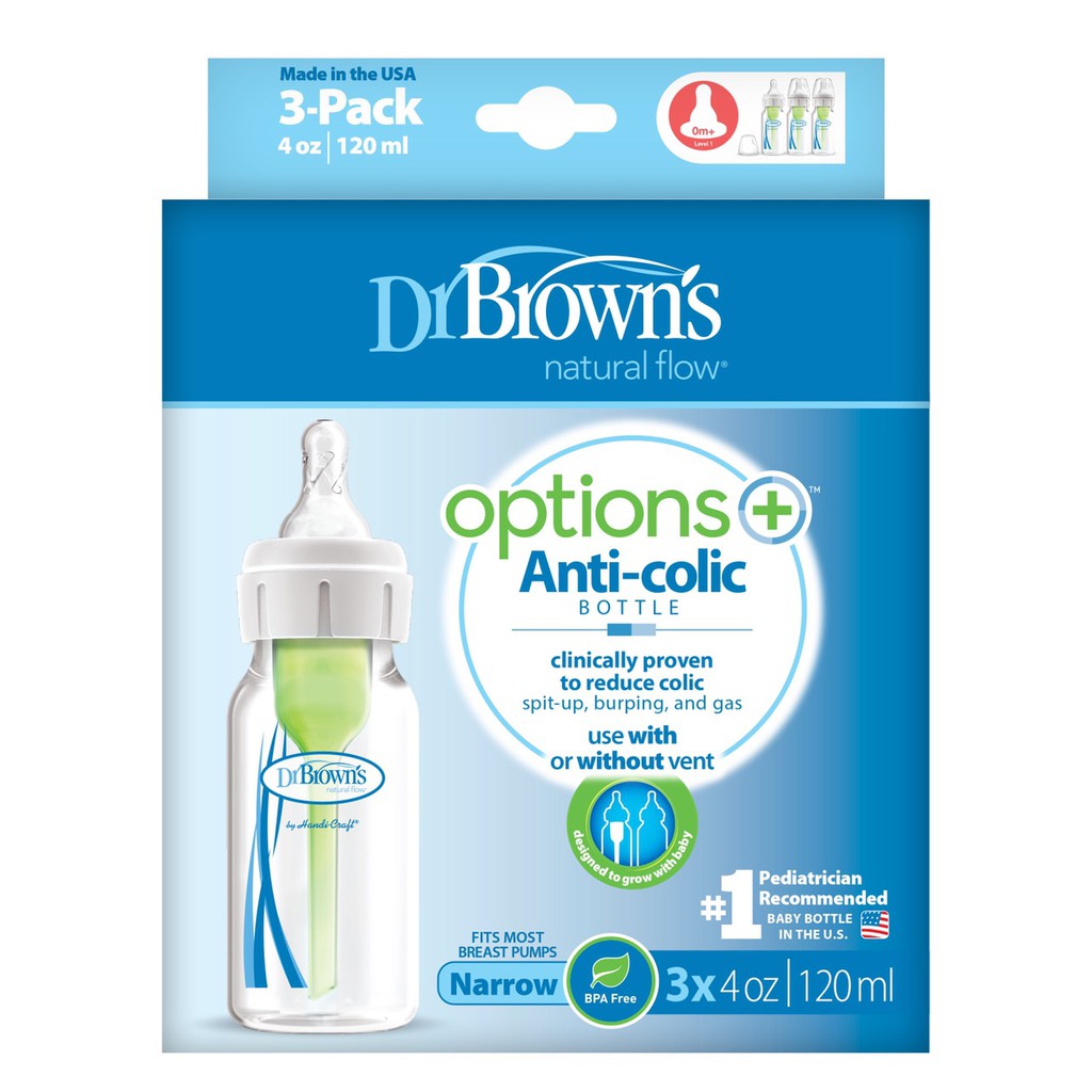 Mẫu mới 2019 bình sữa dr brown options plus. 120m, 240 ml