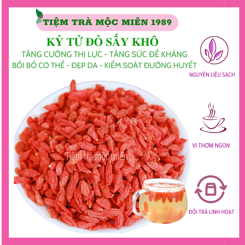 500gr kỷ tử đỏ hữu cơ quả đẹp đều sấy khô thơm ngon pha trà, ăn vặt, nấu chè giúp đẹp da bổ máu sáng mắt tốt cho sức khỏe