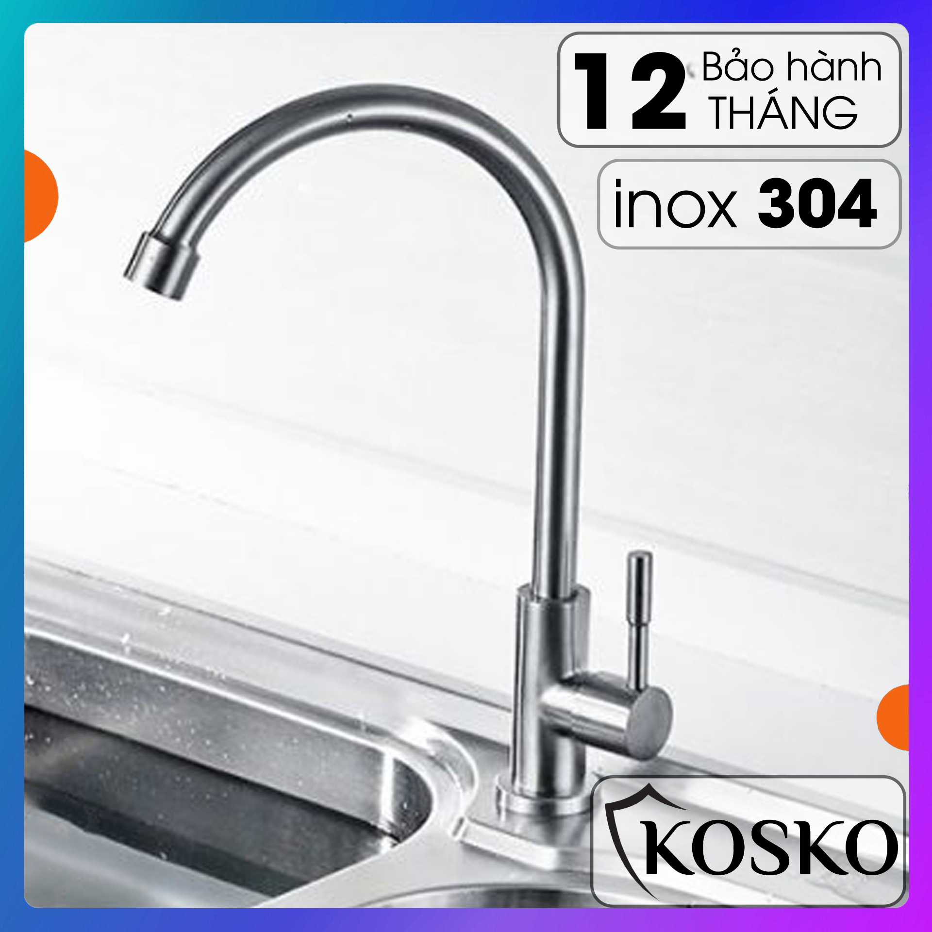 Vòi rửa chén inox 304 cắm chậu Lạnh Vòi rửa bát xoay 360 độ (Bảo hành 12 tháng - 1 đổi 1 trong 7 ngày) Dễ dàng lắp đặt - không cần gọi thợ