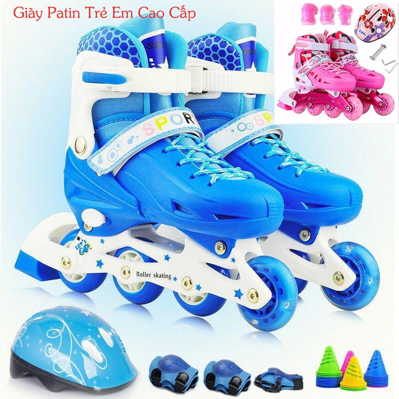 Giay Batin, Giày Trượt Patin Trẻ Em Cao Cấp Chắc Chắn , Giày Patin trẻ em tặng mũ và đồ bảo hộ số lượng có hạn (5 đến 14 tuổi). Phân phối và BH Toàn quốc