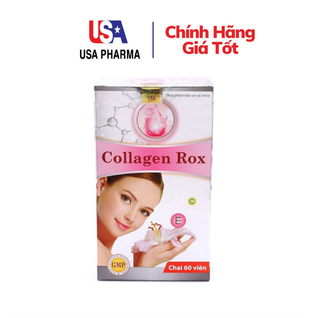 Viên uống đẹp da Collagen Rox bổ sung Vitamin E giúp trắng da, sáng da, giảm ƞám, mờ thâm - Lọ 60 viên