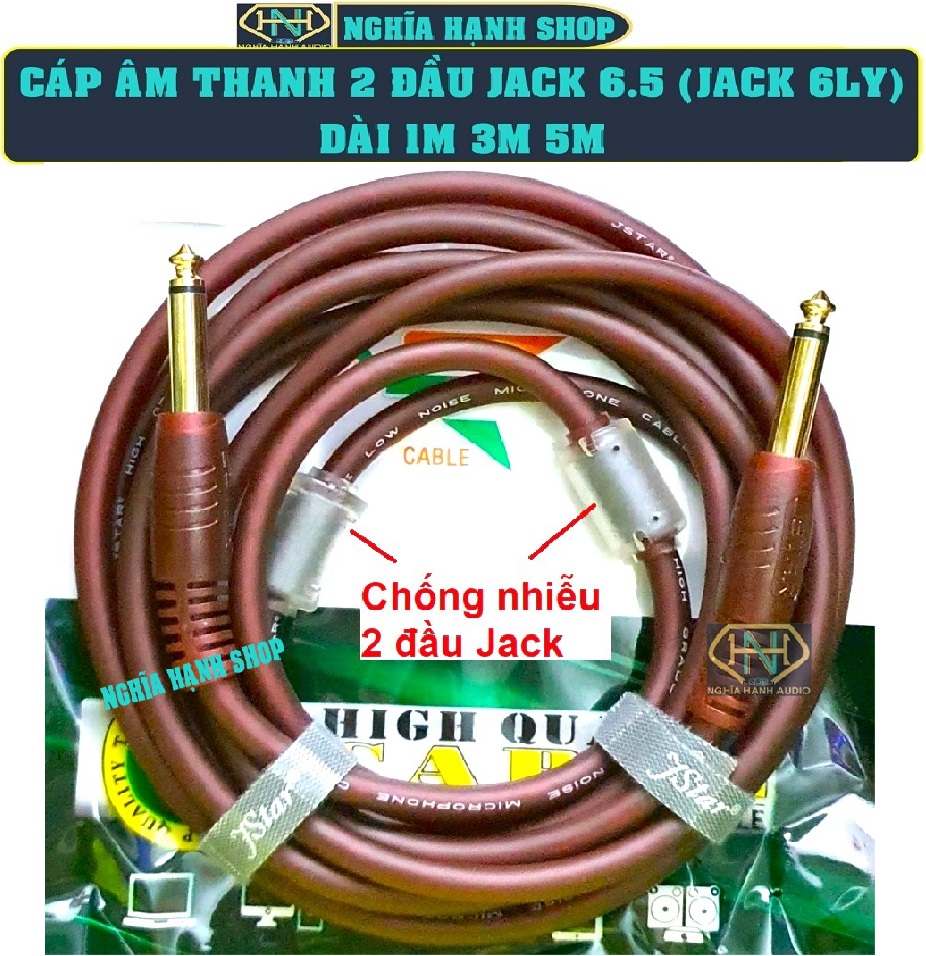 Dây 2 Đầu 6 Ly Dài 1M 3M 5M chống nhiễu - Dây âm thanh rack 6ly, dây jack 6ly, dây rack 6.5, dây giắc 6ly, dây rắc 6ly, dây tín hiệu âm thanh, cáp kết nối âm thanh jack 6ly