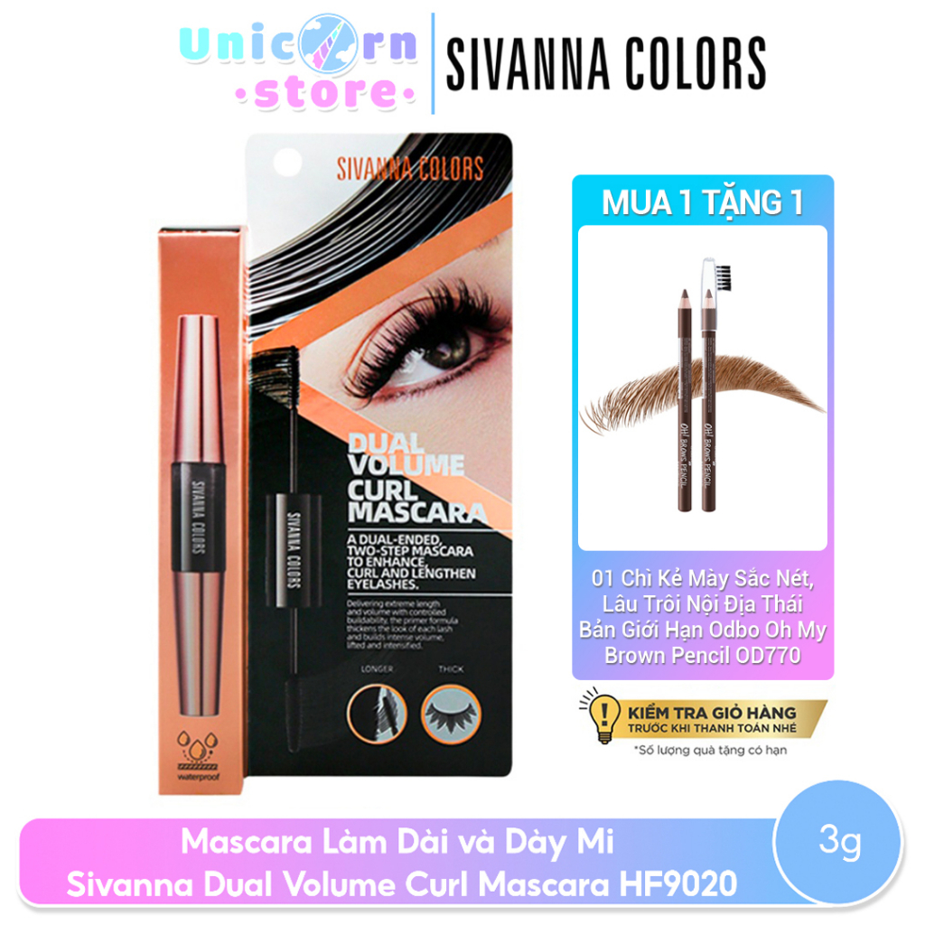 Mascara làm dài và dày mi sivanna dual volume curl mascara hf9020