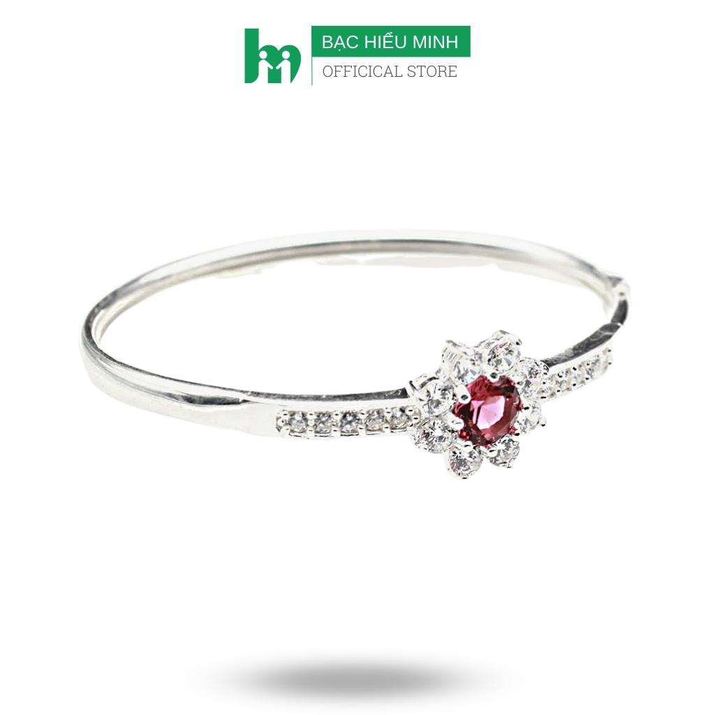 Vòng Tay Lắc Tay Nữ Bạc 925 Cao Cấp Dạng Kiềng Hoa Đính Đá Cao Cấp Xinh Bạc Hiểu Minh LTU314