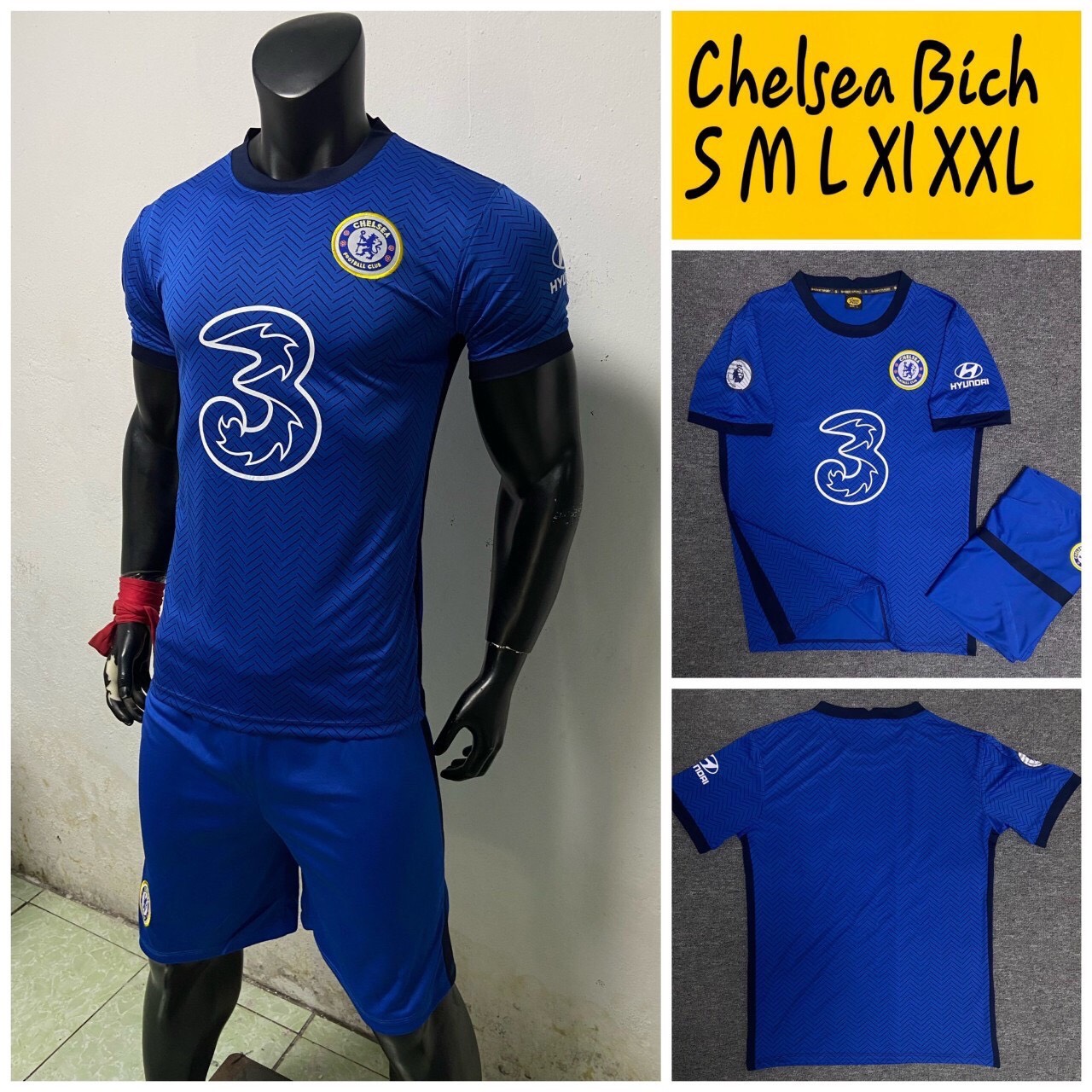 Quần áo câu lạc bộ Chelsea xanh nước biển - CLB005, chất liệu thun lạnh cao cấp, co giãn 4 chiều, vải mềm, cực kỳ mịn và mát, thoải mái trên sân, giành ngay chiến thắng