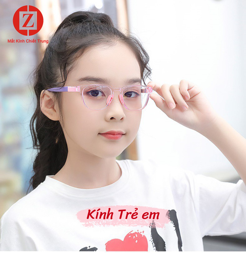 Kính Thời Trang chống ánh sáng xanh bảo vệ đôi mắt bé yêu có thể thay tròng cận gọng Silicone cao cấp mã T8812