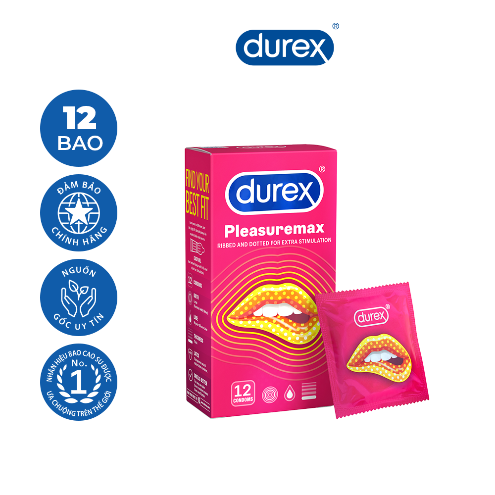 Bao cao su Durex Pleasuremax Hộp 12 Bao