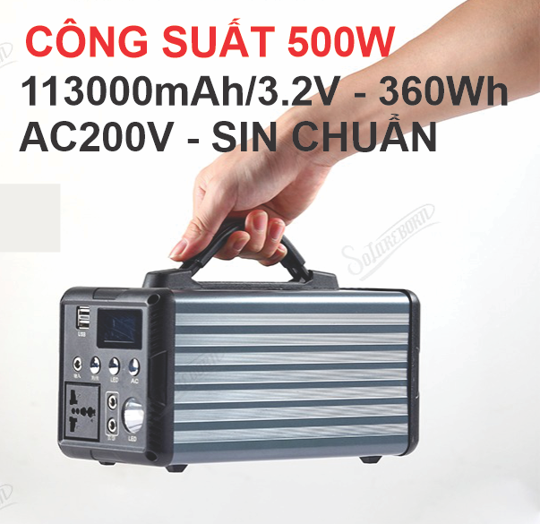 Trạm sạc dự phòng di động 500w / 117000mah - pin lifepo4 - tích hợp biến tần 220vac sóng sin chuẩn - sạc nlmt