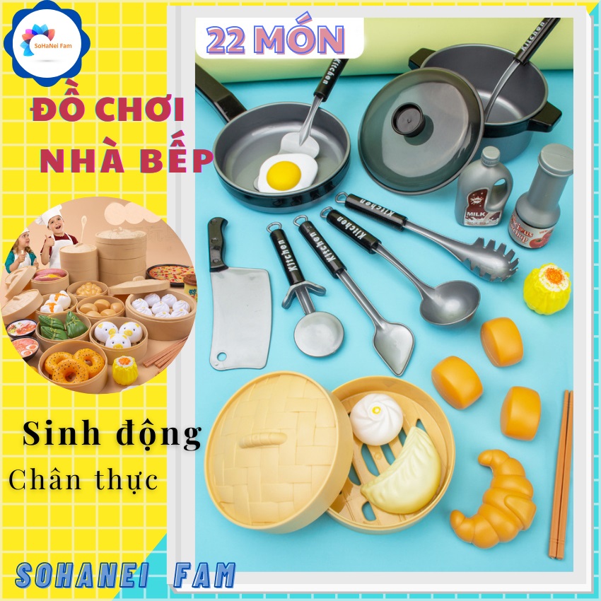 Đồ Chơi Nhà Bếp Nấu Ăn 22 Món Cho Bé -SOHANEI FAM -Hình Dáng Sinh Động, Màu Sắc Chân Thật Tựa Như Một Gian Bếp Xinh Xắn Thực Thụ