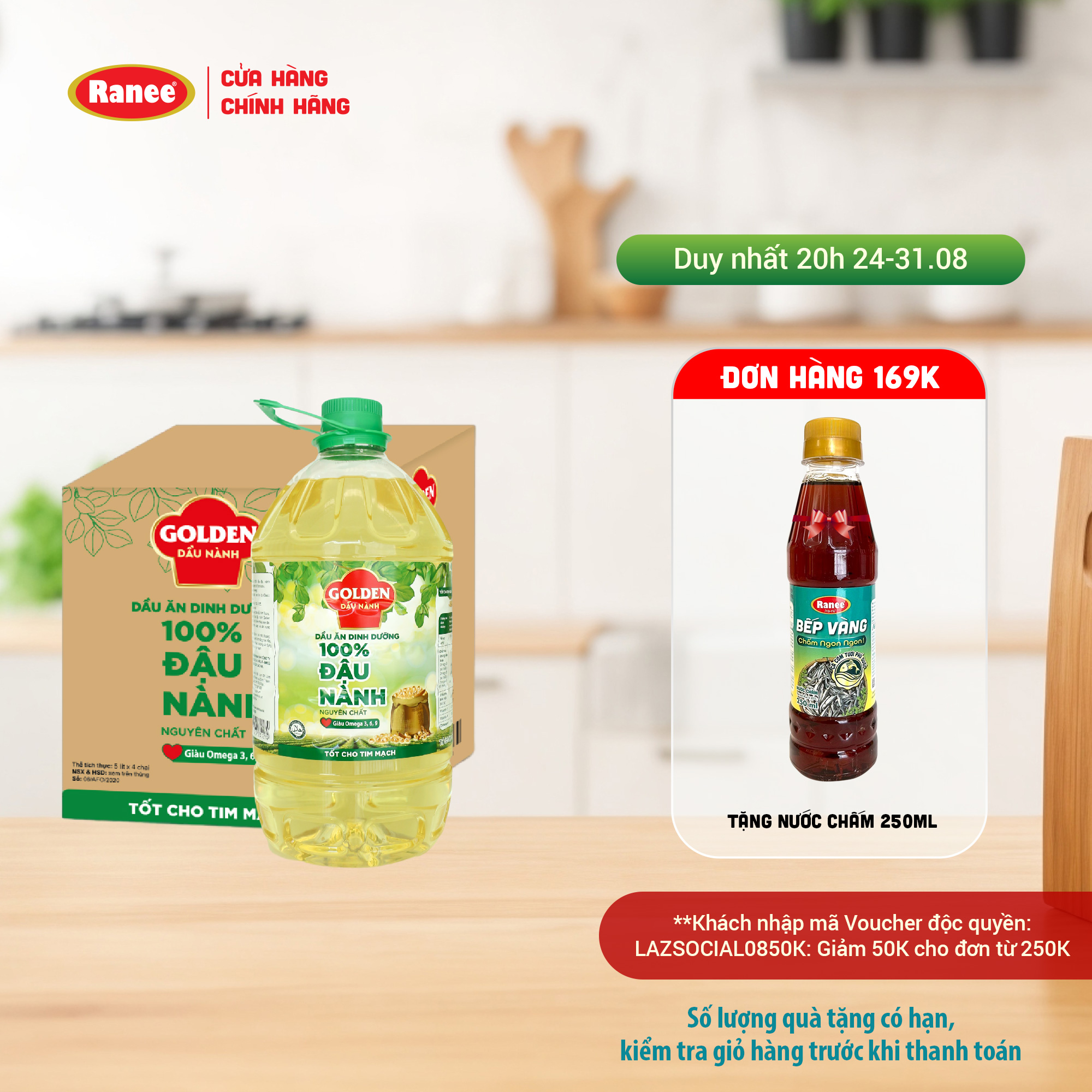 Thùng Dầu Đậu Nành cao cấp Golden 5 lít