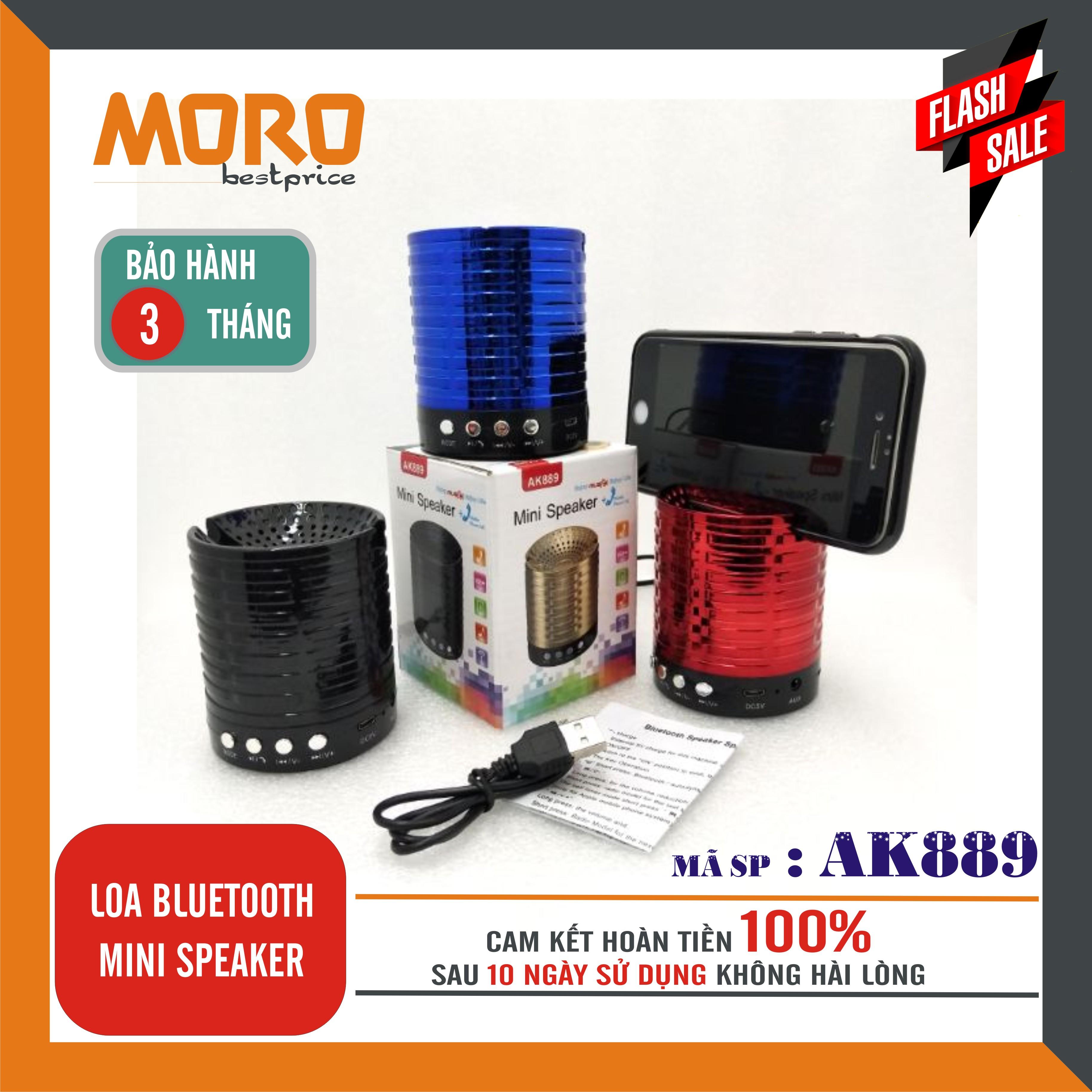 Loa bluetooth mini âm thanh nổi AK889 - có giá đỡ điện thoại