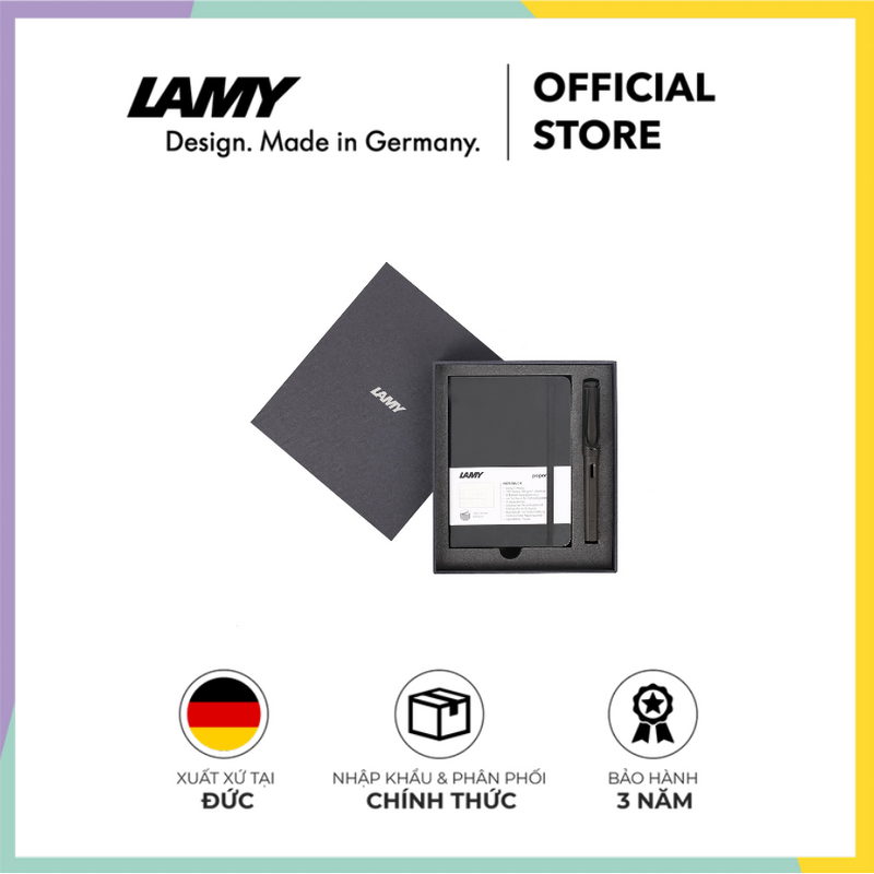 Bộ quà tặng cao cấp LAMY Sổ tay khổ giấy A6 Black bìa mềm + Bút cao cấp Safari – Hãng phân phối chính thức