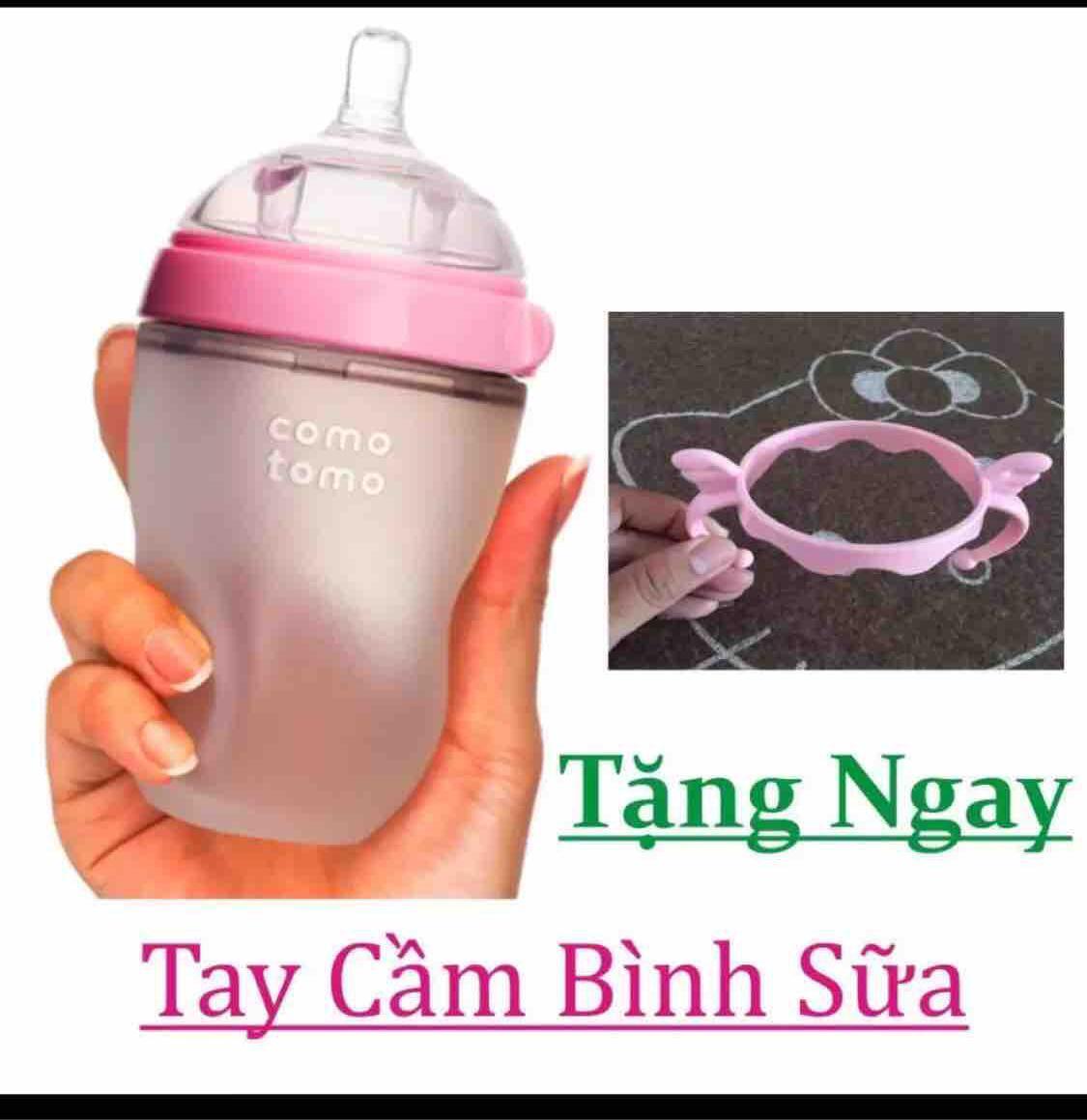 Bình sữa comotomo siêu mềm 250ml tặng kèm tay cầm