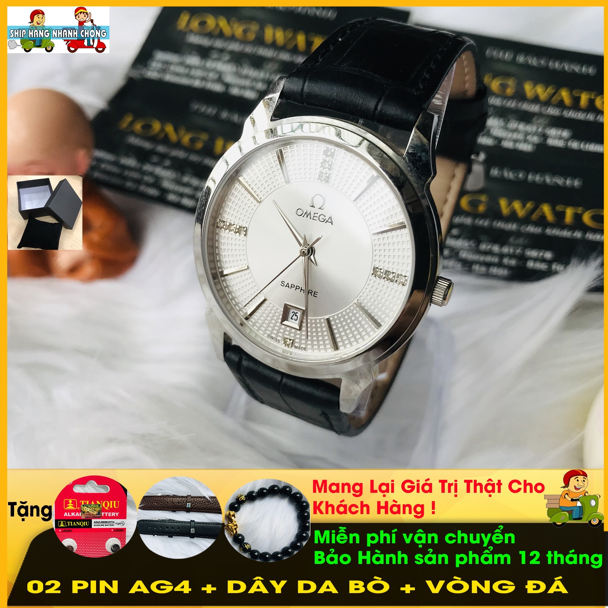 ĐỒNG HỒ NAM, SANG TRỌNG VÀ LỊCH LÃM VỚI MÁY QUART BỀN BỈ, DÂY DA BÒ MÀU ĐEN, VIỀN THÉP KHÔNG GỈ 316L NGỌC TRAI, KÍNH SAPPHIRE CHỊU LỰC, CHỐNG XƯỚC, CHỐNG TRẦY VỚI KÍNH SAPPHIRE, CHỐNG NƯỚC 3ATM